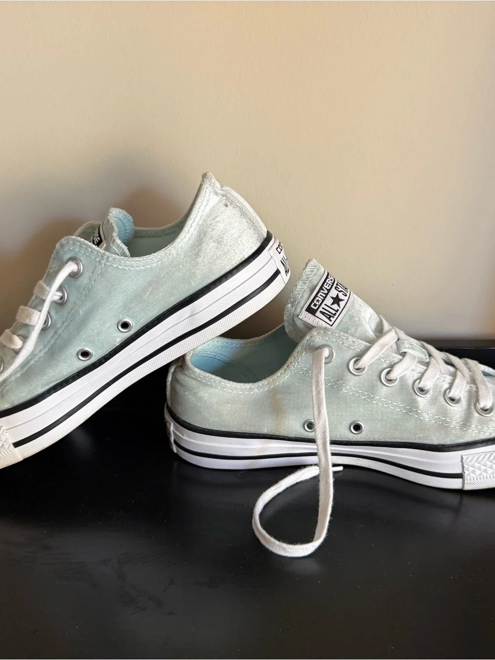 Converse Chuck Taylor All Star Velvet Low Top Sneakers | Mint Aqua | Women’s 8 - Picture 4 of 6